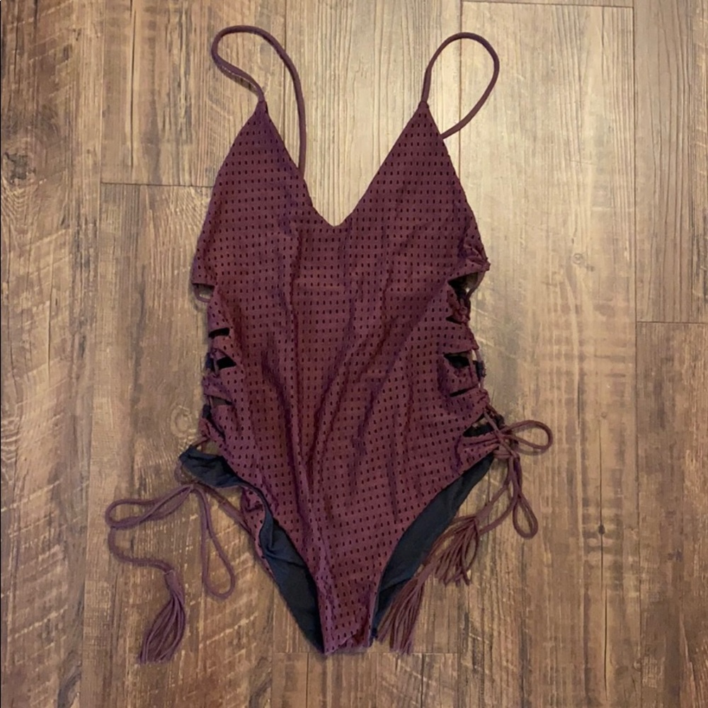 Acacia Swimwear Florence one piece merlot mesh